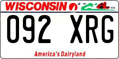 WI license plate 092XRG