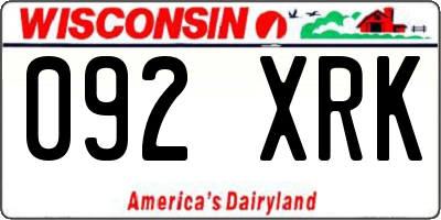 WI license plate 092XRK
