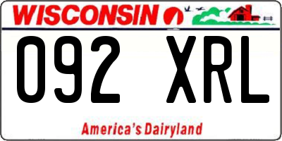 WI license plate 092XRL