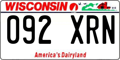 WI license plate 092XRN