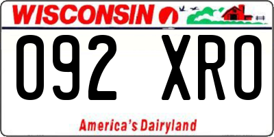 WI license plate 092XRO