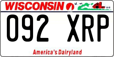 WI license plate 092XRP