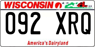 WI license plate 092XRQ