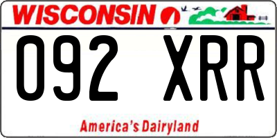 WI license plate 092XRR