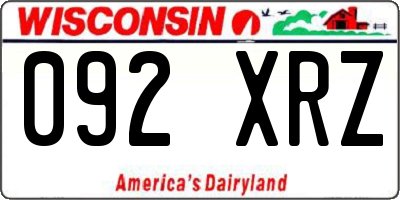 WI license plate 092XRZ