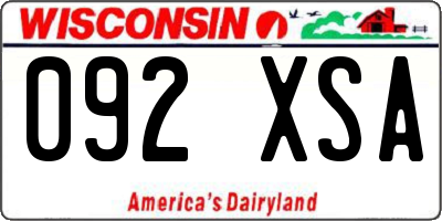 WI license plate 092XSA