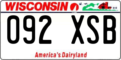 WI license plate 092XSB