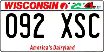 WI license plate 092XSC