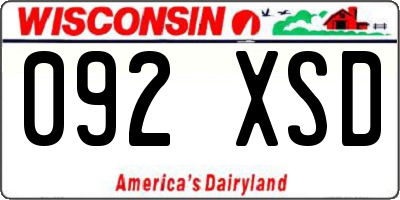 WI license plate 092XSD