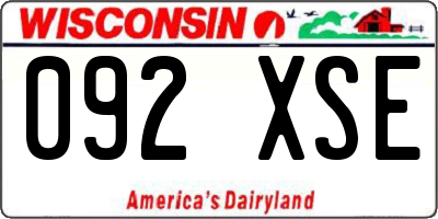 WI license plate 092XSE