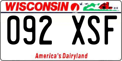 WI license plate 092XSF
