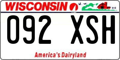 WI license plate 092XSH