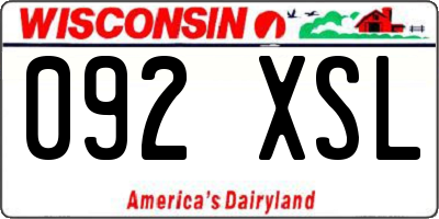 WI license plate 092XSL