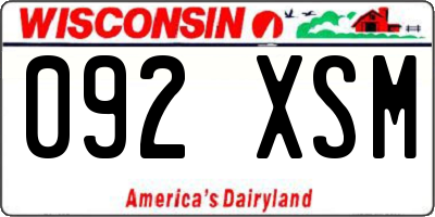 WI license plate 092XSM