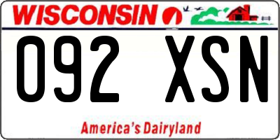 WI license plate 092XSN