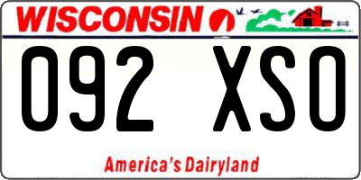 WI license plate 092XSO