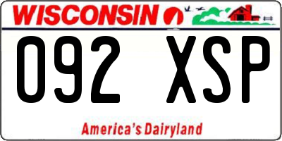 WI license plate 092XSP
