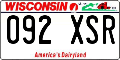 WI license plate 092XSR