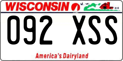 WI license plate 092XSS