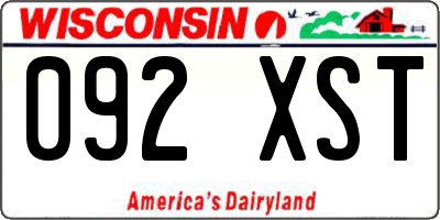 WI license plate 092XST