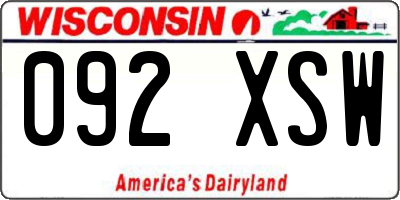 WI license plate 092XSW
