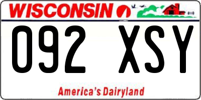 WI license plate 092XSY