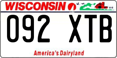 WI license plate 092XTB