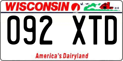 WI license plate 092XTD