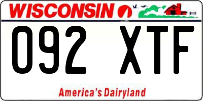 WI license plate 092XTF