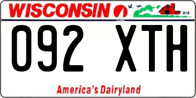 WI license plate 092XTH