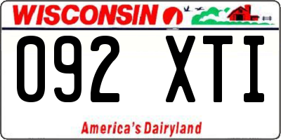 WI license plate 092XTI