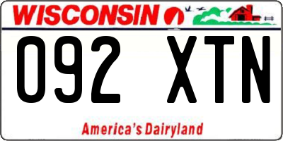 WI license plate 092XTN