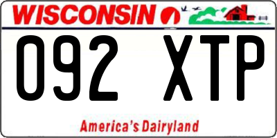 WI license plate 092XTP