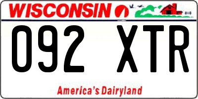WI license plate 092XTR