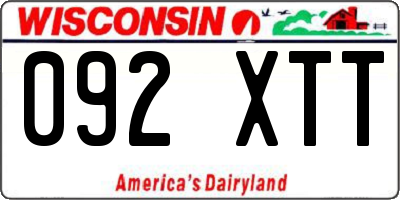 WI license plate 092XTT