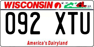 WI license plate 092XTU