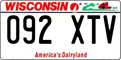 WI license plate 092XTV