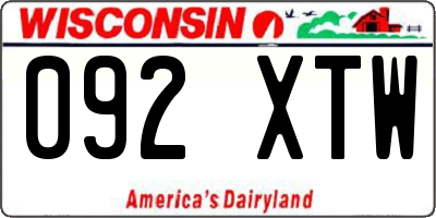 WI license plate 092XTW