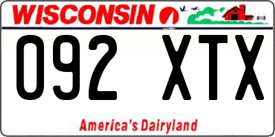 WI license plate 092XTX