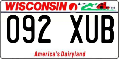 WI license plate 092XUB