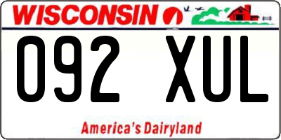 WI license plate 092XUL
