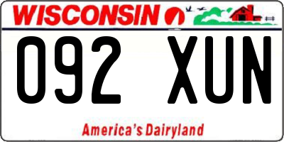 WI license plate 092XUN