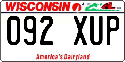 WI license plate 092XUP