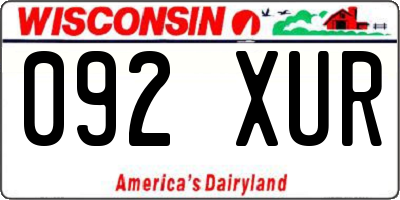 WI license plate 092XUR