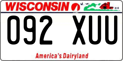 WI license plate 092XUU