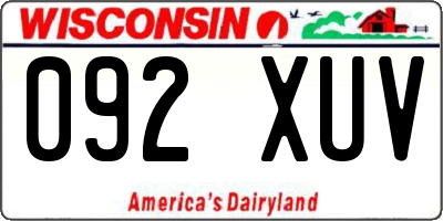 WI license plate 092XUV
