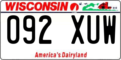 WI license plate 092XUW