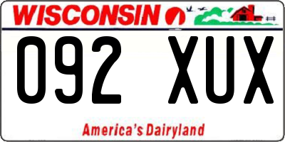 WI license plate 092XUX