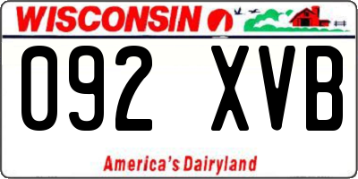WI license plate 092XVB