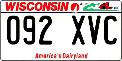 WI license plate 092XVC